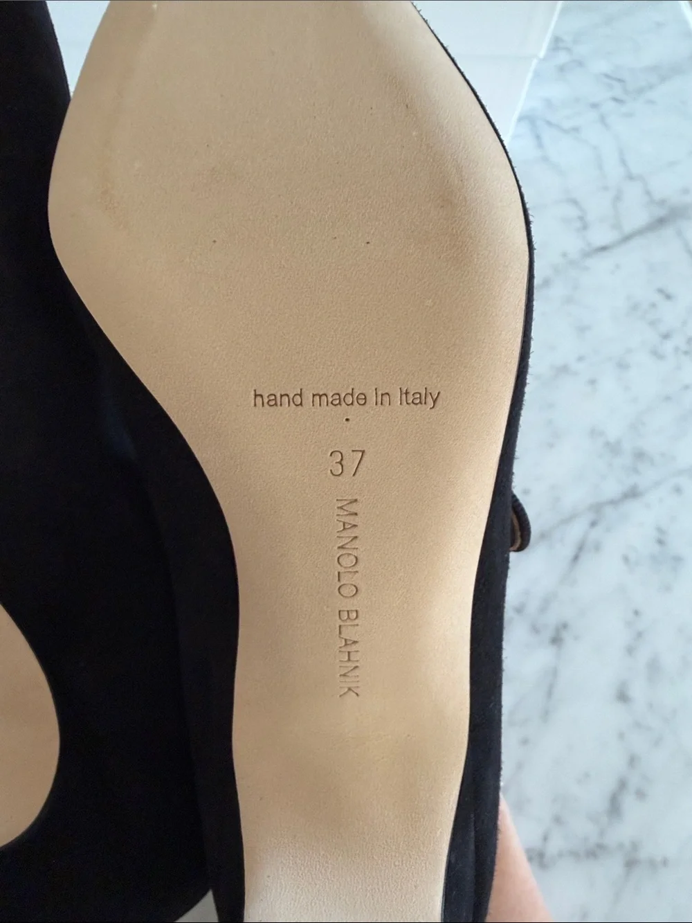 NWT Manolo Blahnik Black Suede Campariba Mary Jane Pointed Pumps size 37